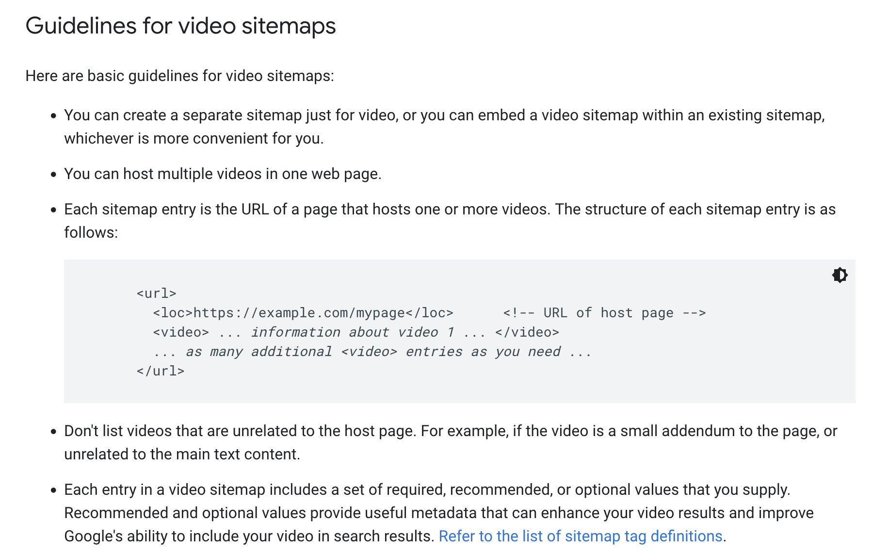 Google video sitemap